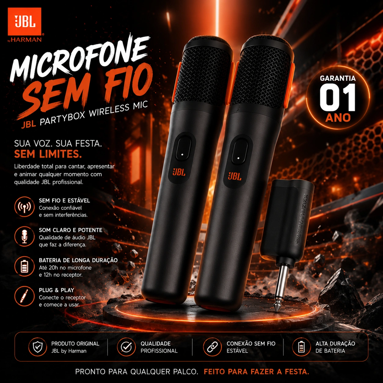 Microfone JBL Partybox Wireless | Rafinha Imports