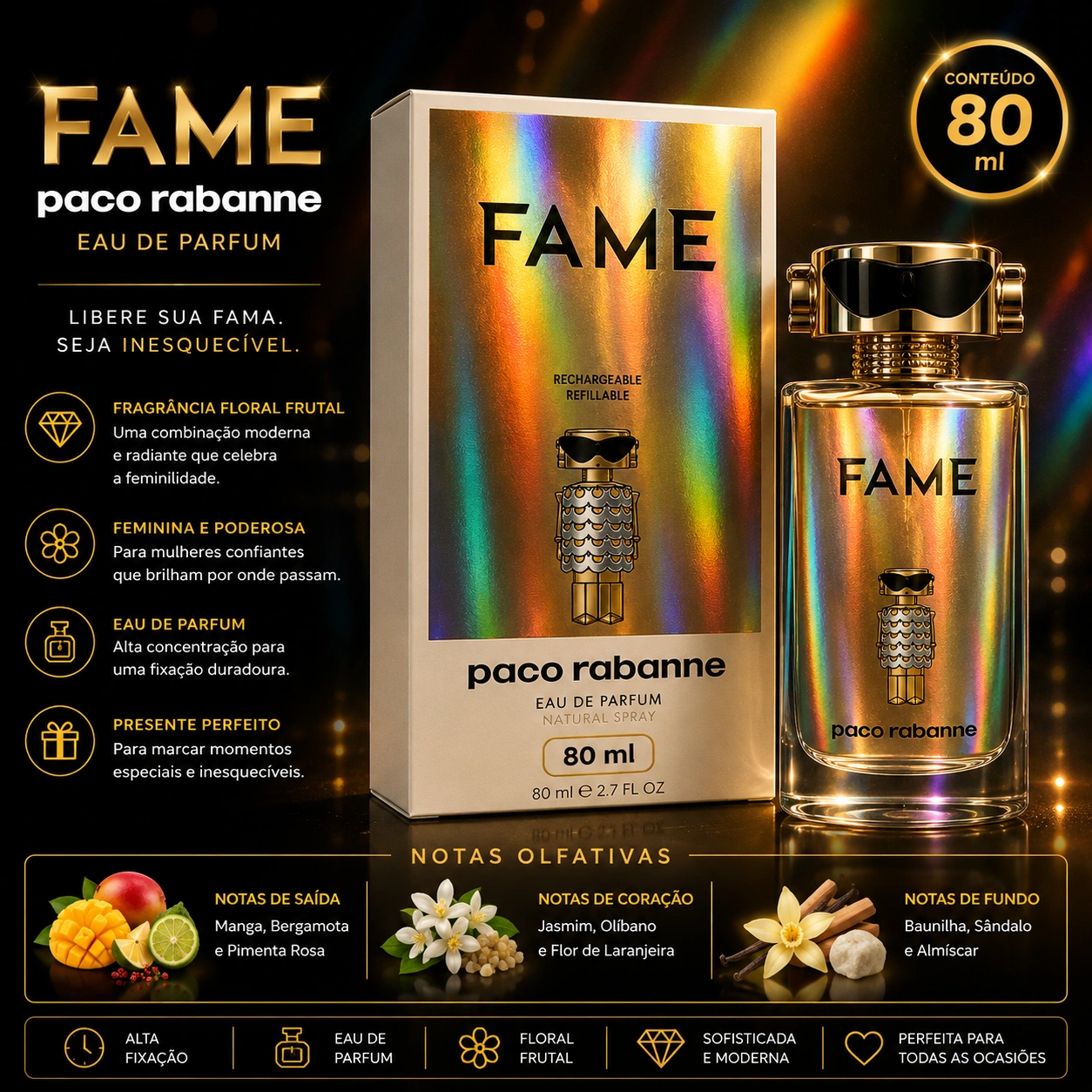 Perfume Rabanne Fame 80ml | Rafinha Imports