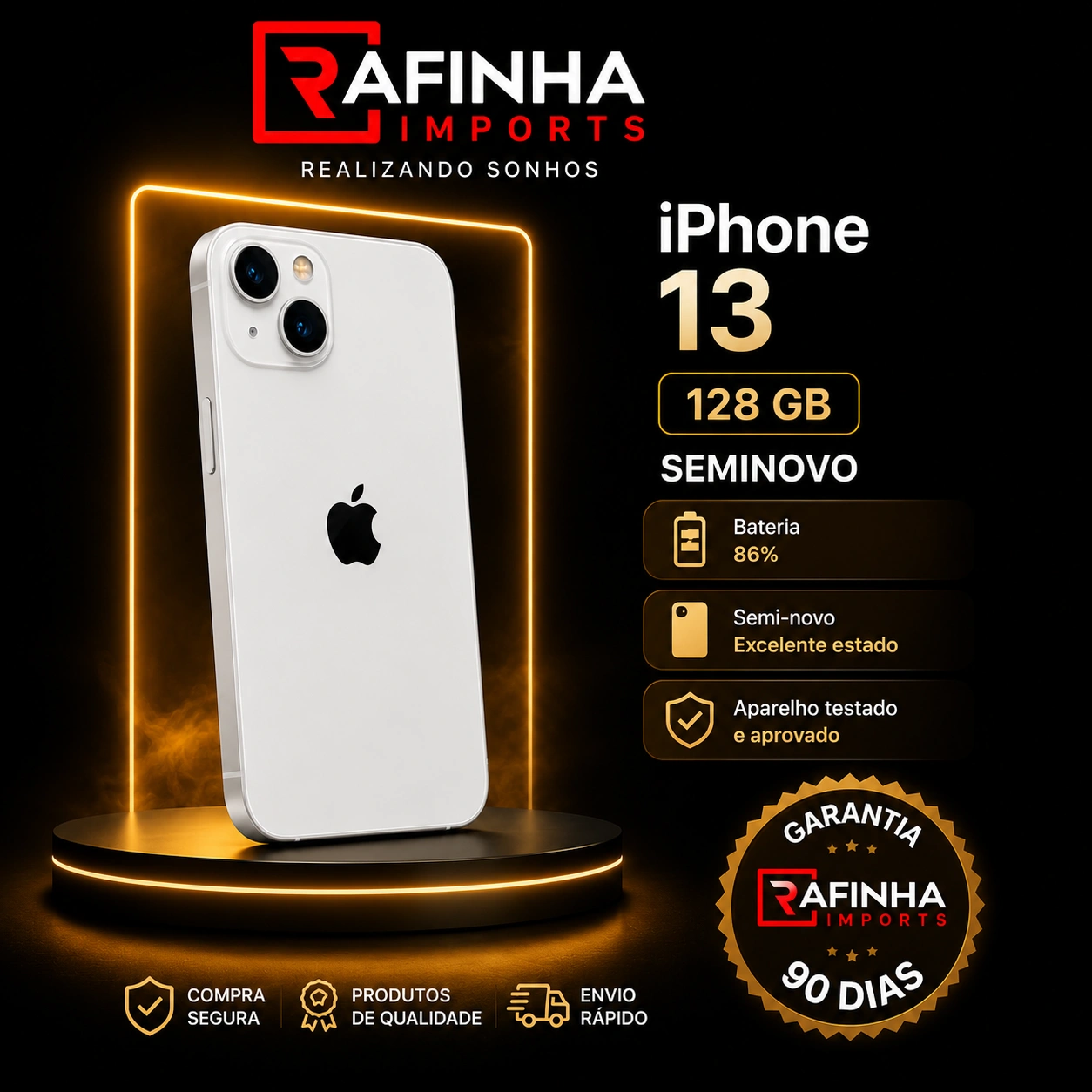 iPhone 13 128gb (semi) 86% | Rafinha Imports